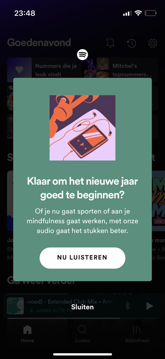 MitchelP_'s tweet photo. I got this message that says: “our audio got a lot better.” But when I clicked it, I just got a white screen. But there seems hope for #SpotifyHiFi 👀 https://t.co/dRGjZvqa1m