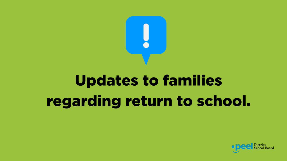 PeelSchools's tweet image. As announced earlier today, all elementary and secondary students will learn remotely from Jan. 5 to 14. In-person learning for elementary and secondary students has been delayed until at least Jan. 17, 2022. A message has been emailed to families.

peelschools.org/news/Pages/New…