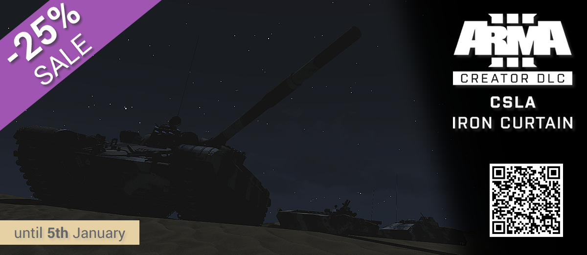 cslastudio's tweet photo. 3 armored kings on Epiphany? Yeah. Grab the CDLC CSLA Iron Curtain with the actual 25% discount and get the Desert pack for free. Only few days remaining.
https://t.co/pmx8kyNuQz
https://t.co/eY3W6wVvVZ
#cslaironcurtain #csla #ironcurtain #gabreta #arma3 #desertpack #steamsale https://t.co/FJzeaz3SJq