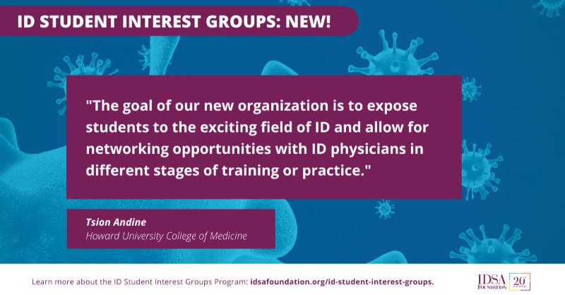 IDSAFoundation's tweet photo. We're celebrating the new year by announcing *new* ID Student Interest Groups from @howardmedical, @shsucom, @IowaMed & @uthsc! These students took initiative and created organizations to offer peers opportunities & connections within the #FieldOfID. Tag us during your events!