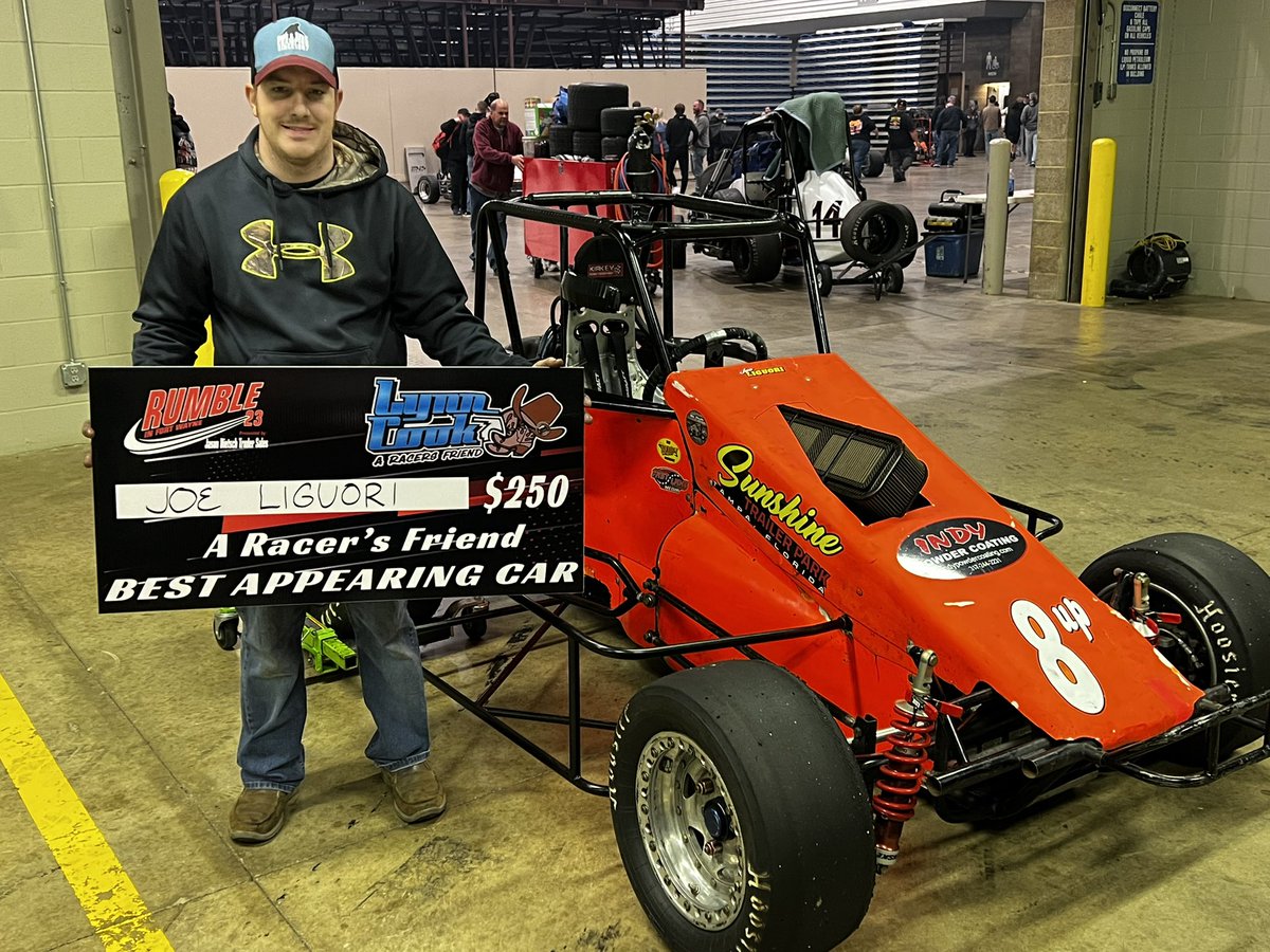 RUMBLEFORTWAYNE's tweet photo. With us officially into the New Year, we’d like to take the next few days to show off some of our new awards that we had for #Rumble23!

First up the best appearing car awards!

The A Racer’s Friend - Lynn Cook Best Appearing Midget was won by Joe Liguori and the iconic 8up car! https://t.co/wH4MIrOD22