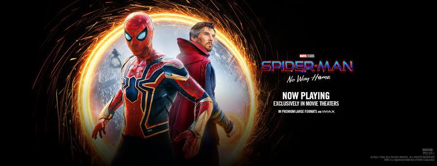 Now Playing Exclusively in Movie Theaters（今見られるのは映画館だけ）

アメリカで史上3番目に早いスピードで興行収入10億ドル（1150億円）を突破した「スパイダーマン　ノー・ウェイ・ホーム」

独自の配信網を持たないソニーがmarvelと組んだ快進撃。
日本でも1月7日公開。楽しみ！