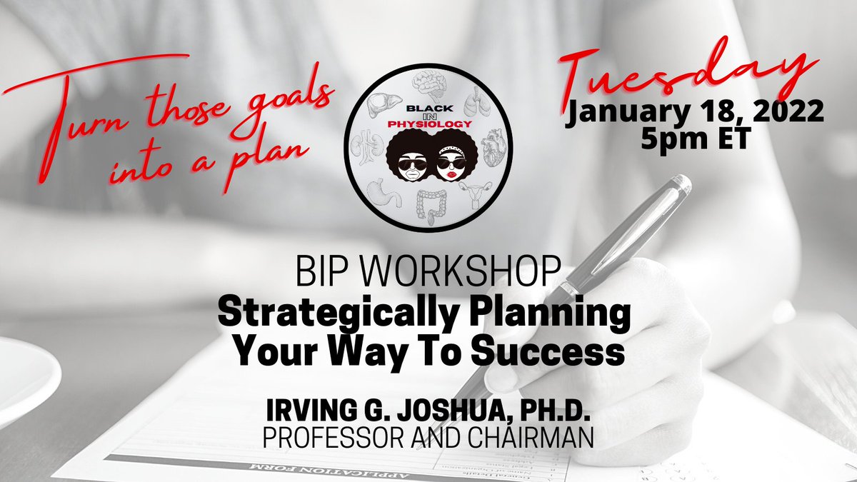 📢Attention Trainees... Do you need help turning those career goals into an actionable plan? Join us for a #BiP Workshop and learn how to create a stategic plan.

Tuesday, January 18, 2022 | 5pm ET
Advance Registration Required:
us06web.zoom.us/meeting/regist…

#BlackinPhysiology