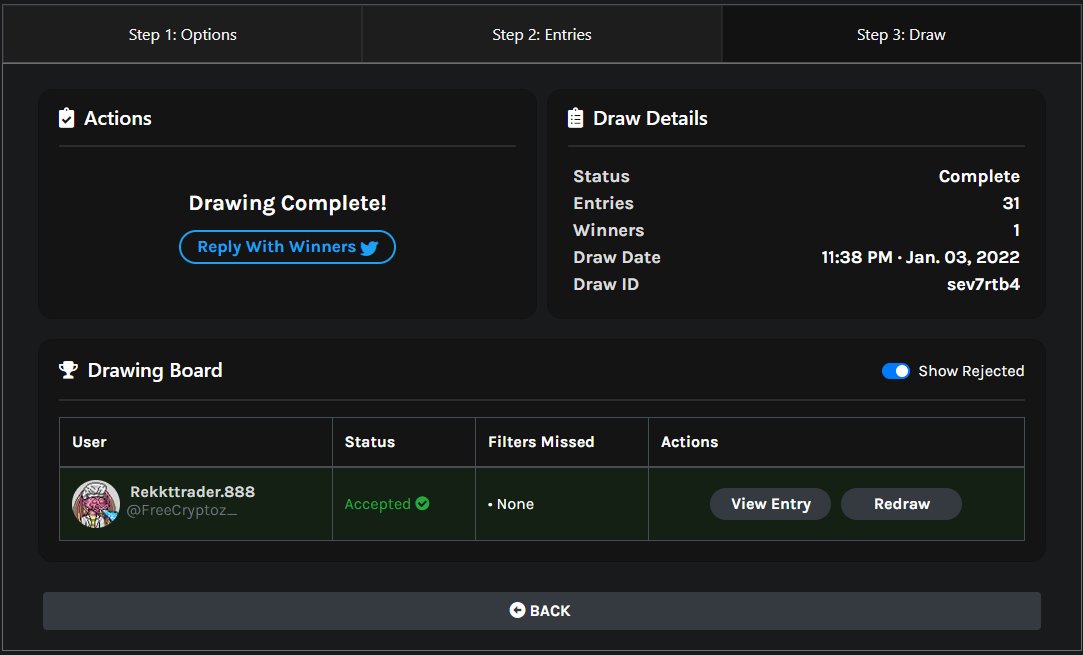 🚨🚨 Congratulations we have a winner 🚨🚨

<a href="/FreeCryptoz_/">Rekkttrader.888</a>  please DM us your wallet address 🙏

twitterpicker.com/d/sev7rtb4