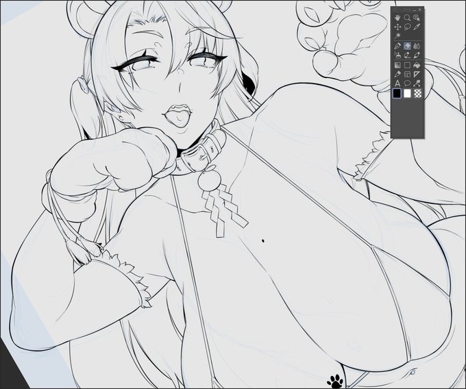 wip2。キャラクターの試し描きもかねて。 