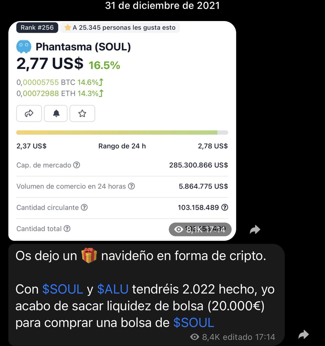 CriptoChris_'s tweet photo. Mi punto de entrada recomendado en $SOUL fueron los 2.77$ el 31 de Diciembre https://t.co/JpF6BKjhXc