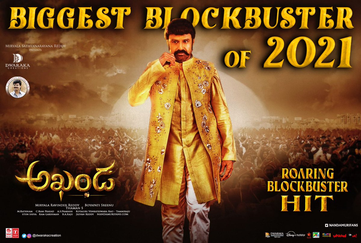 NVRCinemas's tweet photo. #Akhanda 4Weeks collections 🔥
AP/TG/KA: 70.15crs
OS+ROI+ROW - 11.85crs
Total 4 weeks
WW share - 82 crs 🔥
WW Gross - 134 crs
NBK Mass Raampaage💥
#NandamuriBalakrishna #Akhanda5thWeek https://t.co/FkDTRT0Q85