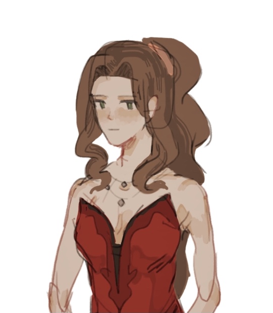 costcofreezer's tweet photo. aerith in the formal dress from remake (unfortunately she is not green so my twitter is no longer color coordinated) https://t.co/1QXaAKmWAF