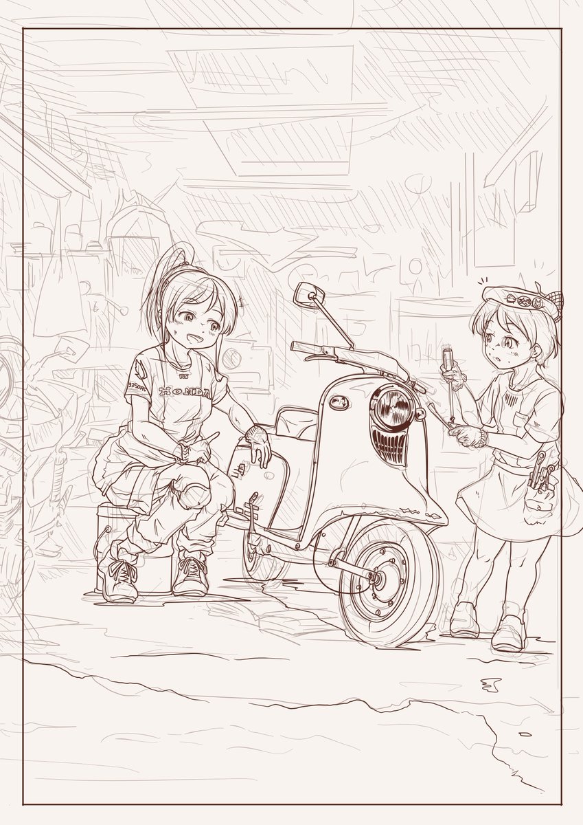 依頼もん次の線画のやりかけ
どうやってシンプルにするか 