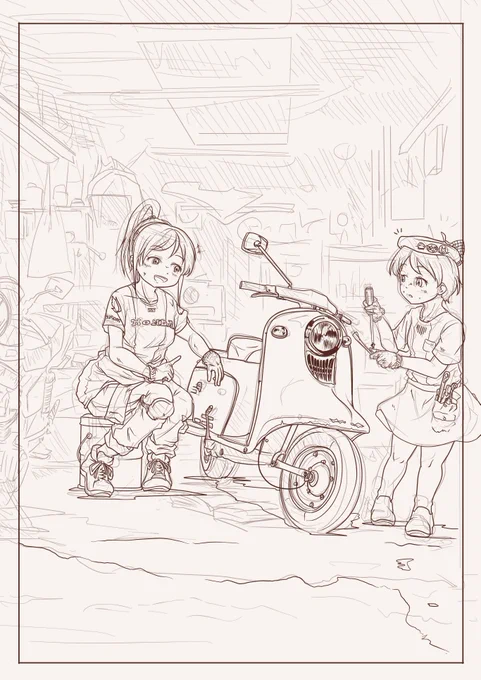 依頼もん次の線画のやりかけ
どうやってシンプルにするか 
