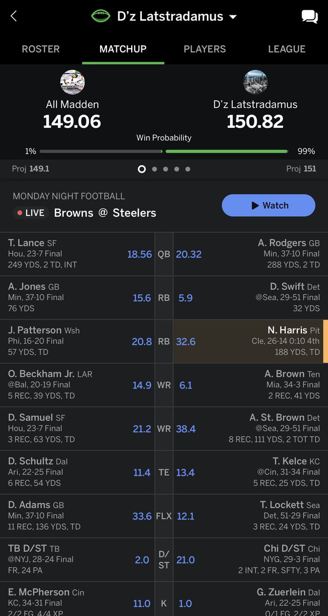 latsteR86's tweet photo. @ohthatsNajee22 just clutched me into my fantasy football championship. I’m getting his jersey for sure. LMFG!! @PatMcAfeeShow @ESPNFantasy @ESPNNFL https://t.co/kzqvO9R2bA