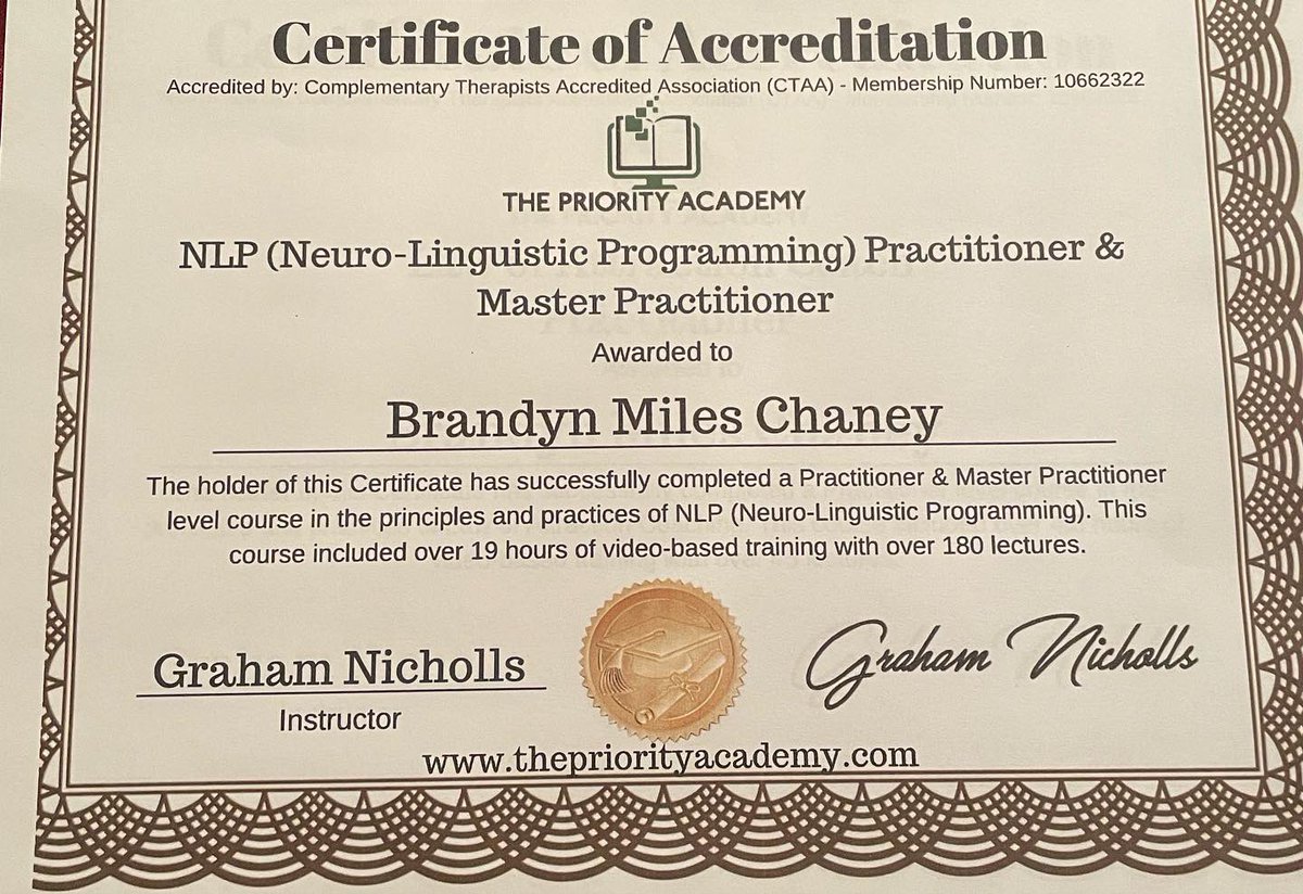 brandyn_chaney's tweet photo. Don’t talk about achievements much but wanted to highlight this one 2020/2021 were two years I became very intentional with goals
I can say that I’m certified in Life Coaching, CBT, REBT, NLP and now EFT & TFT Tapping as a Practitioner. #studentofdevelopment #mentalwellness https://t.co/r9fQ7ZRIQ1