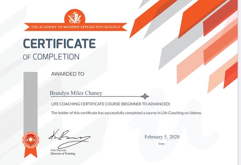 brandyn_chaney's tweet photo. Don’t talk about achievements much but wanted to highlight this one 2020/2021 were two years I became very intentional with goals
I can say that I’m certified in Life Coaching, CBT, REBT, NLP and now EFT & TFT Tapping as a Practitioner. #studentofdevelopment #mentalwellness https://t.co/r9fQ7ZRIQ1
