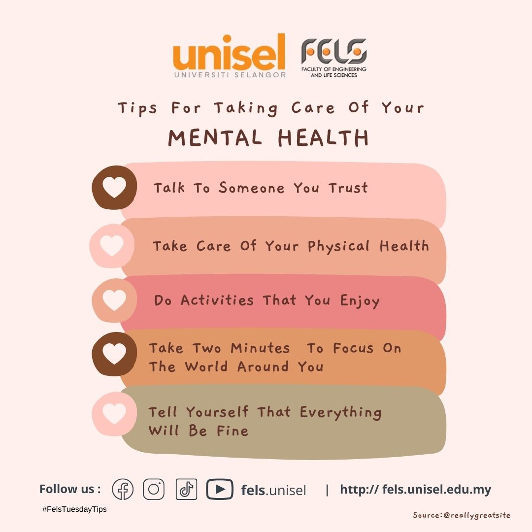Fels_unisel's tweet photo. Tips to care for your mental health ❤️

#felstuesdaytips
#flyhighfels
#uniselawesome https://t.co/Lsg9AWaEiI