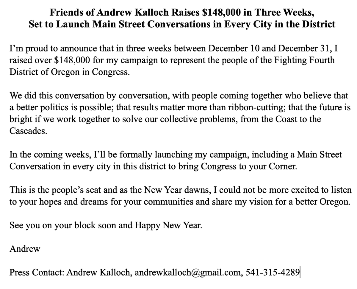 AndrewKalloch's tweet photo. Some news from the campaign trail. See you out there, fellow Oregonians. https://t.co/NkWCY58u7K