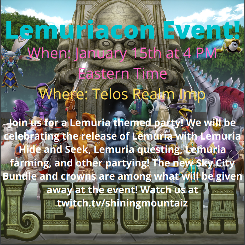 ShiningMountaiz's tweet photo. 😱Sky City Bundle Giveaway😱
🦌Retweet and Follow to Enter!🦌
🐻‍❄️Ends January 15th🐻‍❄️
🐗Come stop by for a lemarvelous celebration of Lemuria! Details below!🐗 https://t.co/9L2KH94etz