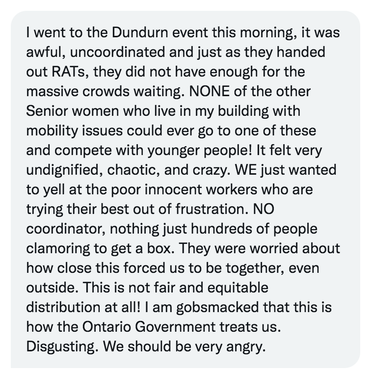 We need to start getting serious about RATs

Sprinkling RATs to a small portion of cities in Ontario, in limited quantities during business hours, and expecting people to line up in the middle of winter is inhumane 

Do the right thing: #FreeTheRATs in a safe &amp; equitable way