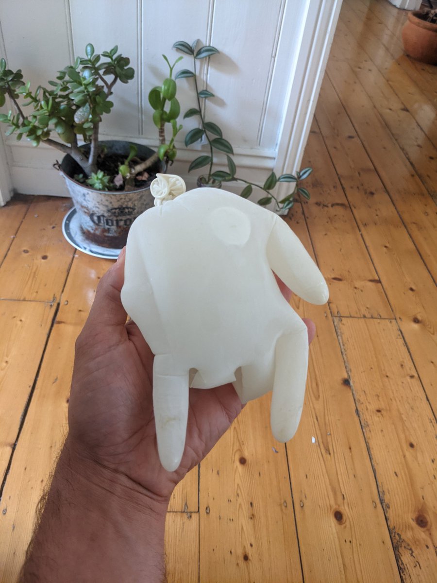 Have made a sculpture of a roast chook using two items. They are; one rubber glove and frozen water (ice). Won't taste as good, but this year is off to a nice start.