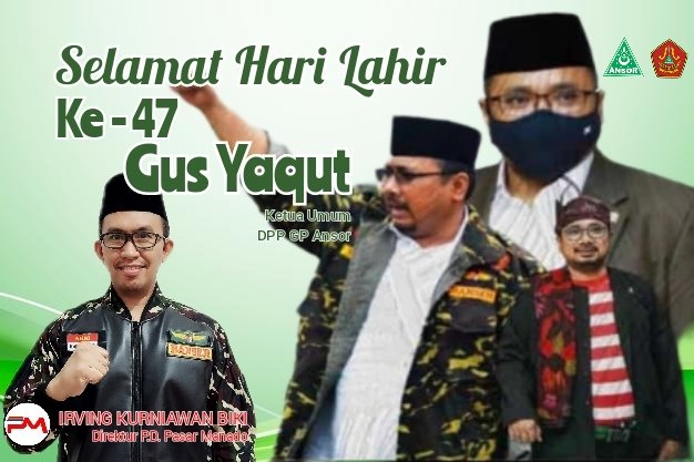 IrvingKurniawan's tweet photo. Selamat Hari Lahir Ke-47 @YaqutCQoumas
Insya Allah umurnya tambah diberkahi, sehat selalu dan bahagia bersama keluarga tercinta 🤲😇🙏
#gusyaqut
#gusmenteri
#harla
#gpansor https://t.co/u6W694PDUn