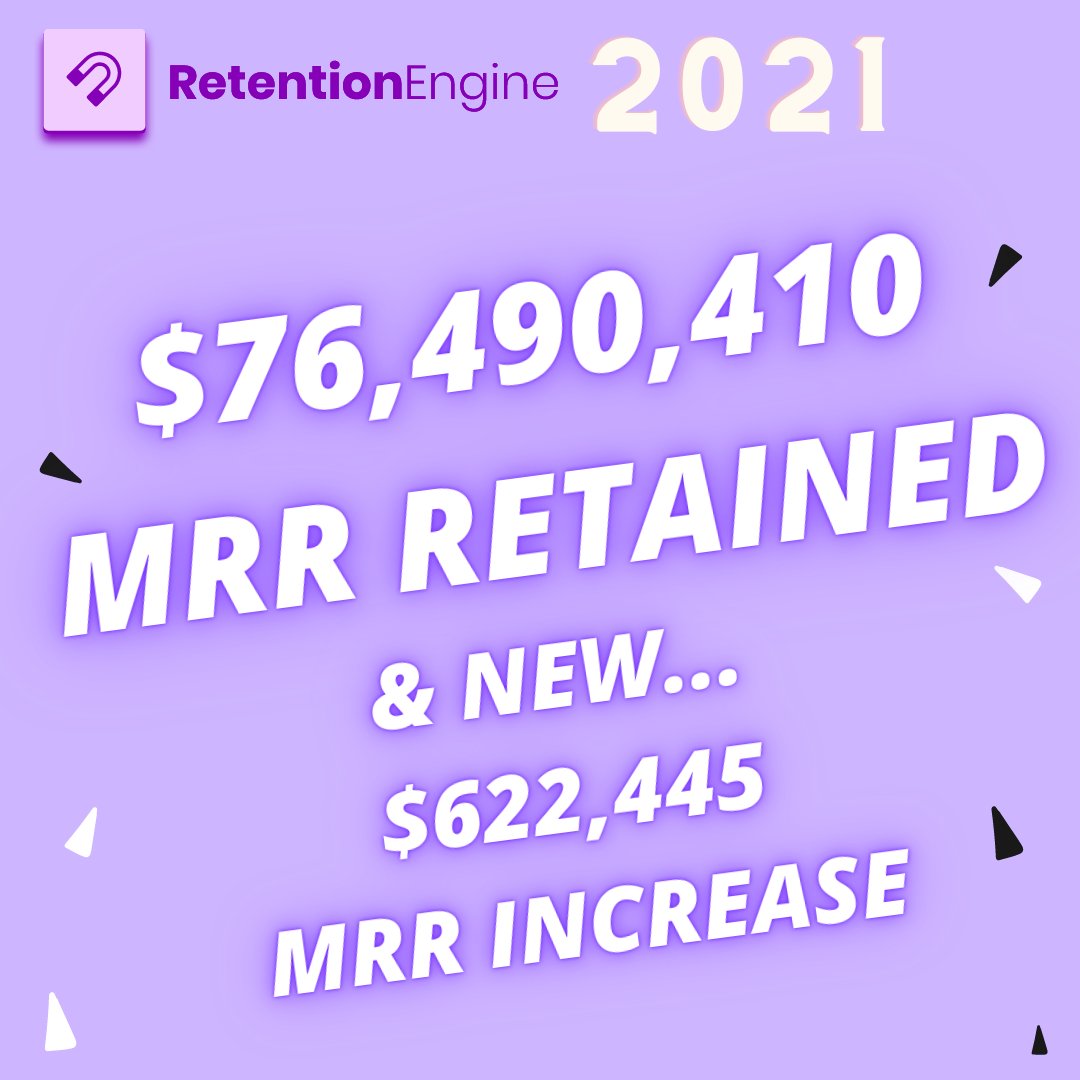 matmoody's tweet image. @GetRetention customers saved &amp;gt; $76,000,000 in MRR in 2021... and in the last 90 days they increased revenue by &amp;gt; $600k using retention data to help with sales. Expecting a big increase in the latter in 2022.