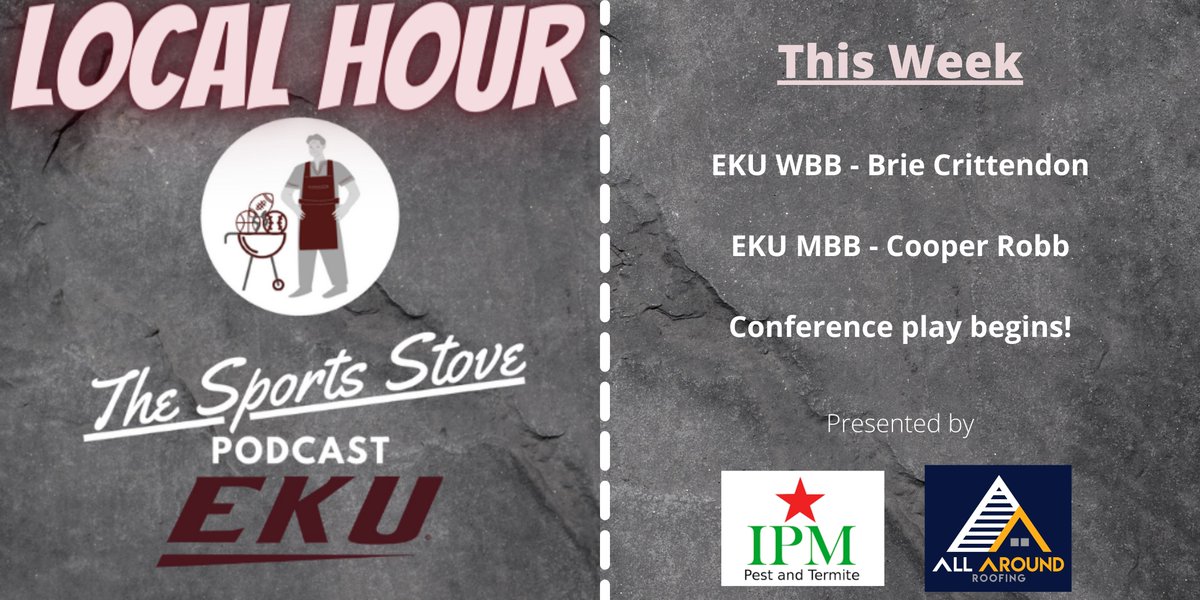 SportsStove's tweet photo. Tune in Wednesday as I catch up with @EKUWBB @bcrittendon3 and @EKUHoops @CooperRobb1 I will also take a look at the upcoming @ASUNSports basketball schedule for both the ladies and the guys. #supportyourlocalpodcast #GoBigE https://t.co/tBXSgUBL9Y