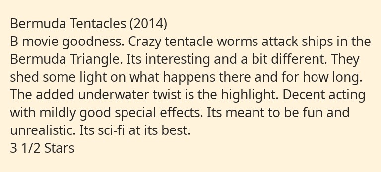 thenerdyeffect's tweet photo. Movie Review #40
#bermudatentacles #movies #moviereview #cinefile #bmovies #scifi #scifimovies https://t.co/HtCcChOMeG