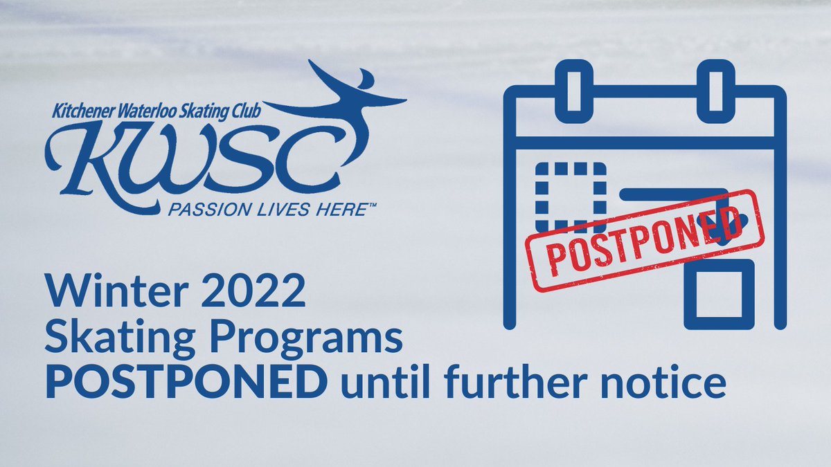 As a result of the province wide shutdown, the KWSC office, all KWSC skating programs, and the Athletic Centre, will be closed beginning Jan. 5, 2022. KWSC will postpone the start of the winter season for all skating programs until further notice.