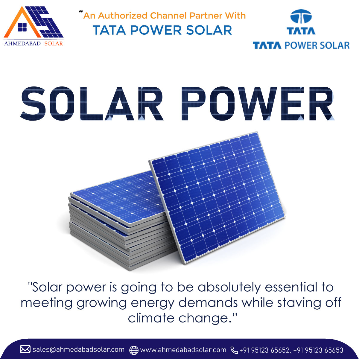 ahmedabad_solar's tweet photo. ❞🆂🅾🅻🅰🆁 🅿🅾🆆🅴🆁❞

"#SolarPower is going to be absolutely essential to meeting growing energy demands while staving off climate change" 

☀️❞#𝐀𝐡𝐦𝐞𝐝𝐚𝐛𝐚𝐝𝐒𝐨𝐥𝐚𝐫❞☀️

🌐https://t.co/qJ1nhTGuJS

#SolarRooftopProvider #SolarEnergySupplier #TataPowerSolar https://t.co/8NIvHt0yl6