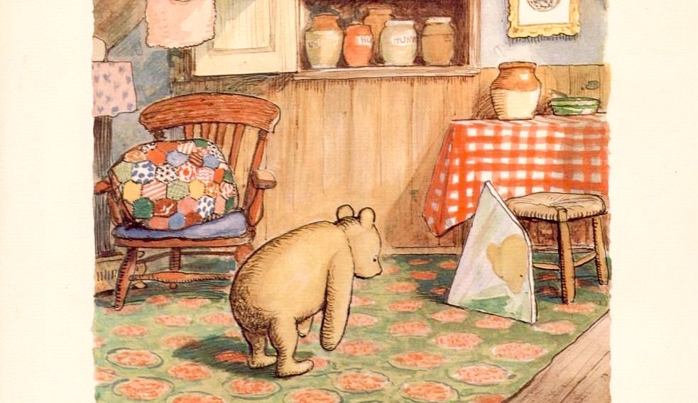 A_AMilne's tweet photo. Pooh made up a little hum that morning, as he was doing his Stoutness Exercises in front of the glass: Tra-la-la, tra-la-la, as he stretched up as high as he could go, and then Tra-la-la, tra-la - oh, help! - la, as he tried to reach his toes. ~A.A.Milne #tuesdaymotivations https://t.co/9arh9DQH63