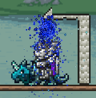 Gromek888's tweet photo. So using a glitch we just discovered in #terraria we were able to create a working, toggleable water particle shower :) @Cennxx @Demilogic 

(oh yea we can also use the same glitch to create a lag switch that can crash your game, but we don't talk about that) https://t.co/hKeMSPwrny