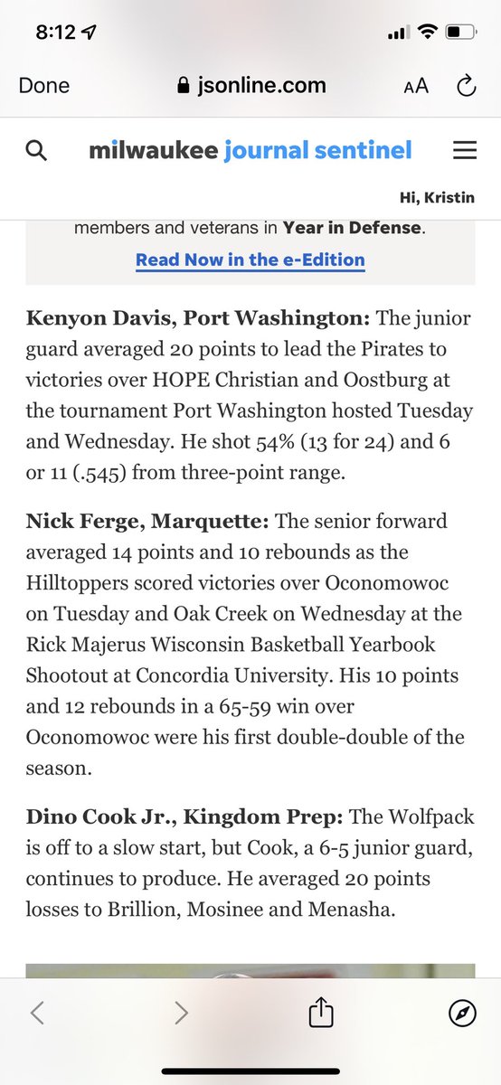 Thanks Milwaukee Journal Sentinel <a href="/MarkStewartMJS/">Mark Stewart Ⓜ️</a> for the hoops write up!