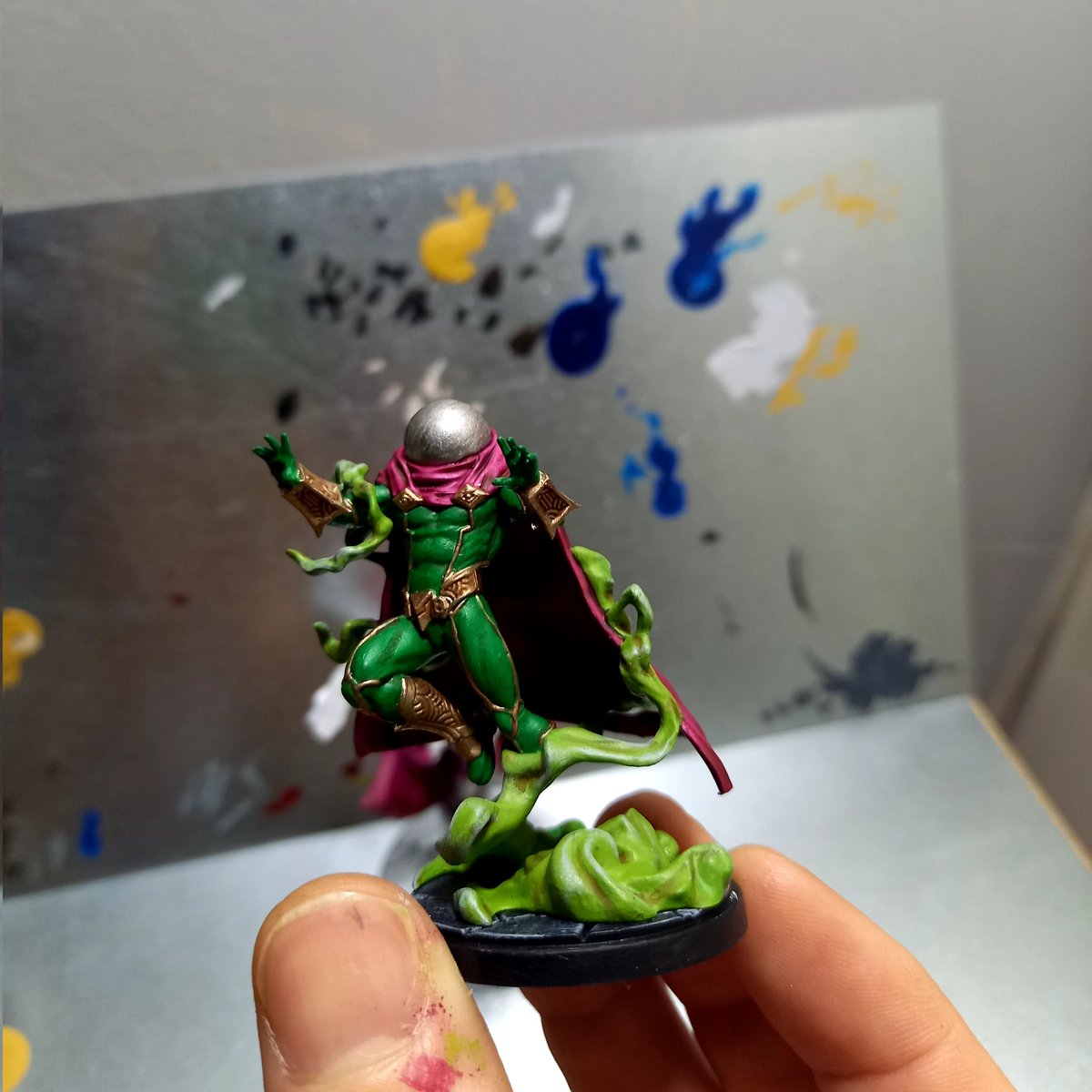 Ferguson3086's tweet photo. Can't sleep so here is a quick and dirty paint job on Mysterio #paintingprotocol #marvelcrisisprotocol #Warmongers https://t.co/rHkiCJgINC
