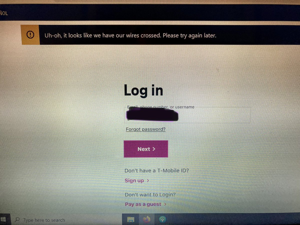Hey <a href="/TMobile/">T-Mobile</a> will you ever let me log into my account? First your app doesn’t work for <a href="/Android/">Android</a> apparently and now the full website. Again. This is absolutely ridiculous. Oh and your #5G is an absolute joke in <a href="/indianapolis_/">Indianapolis Indiana</a>  #2MonthsOfRegretsAndCounting #DontBuy #IMissSprint