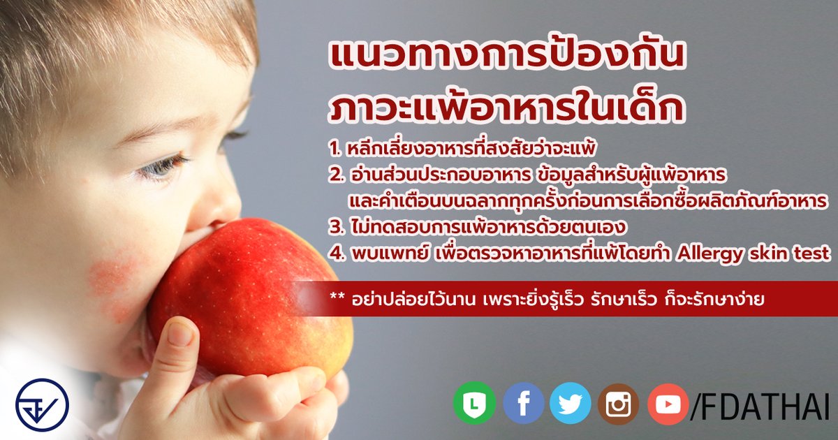 fdathai's tweet photo. ภาวะแพ้อาหารในเด็กพบมากในปัจจุบัน มีแนวทางการป้องกันอย่างไรนะ มาติดตามกัน #oryor #FDAthai #FDAknowledge #อย #ภาวะแพ้อาหาร #Allergyskintest #เด็ก https://t.co/LUCqazwNqp https://t.co/9BN6Vm6Y3V