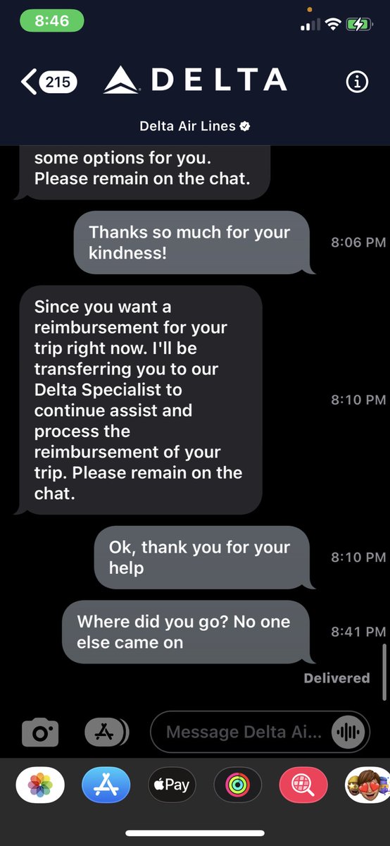 ncmeyer's tweet photo. Been chatting for about 3 hours too, no resolution #deltaairlines, #delta, #flydelta https://t.co/D2LhTWkqCH