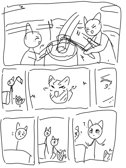 白黒フブキと白黒フブラの餅つきマンガを描く🦊🌽✨ 