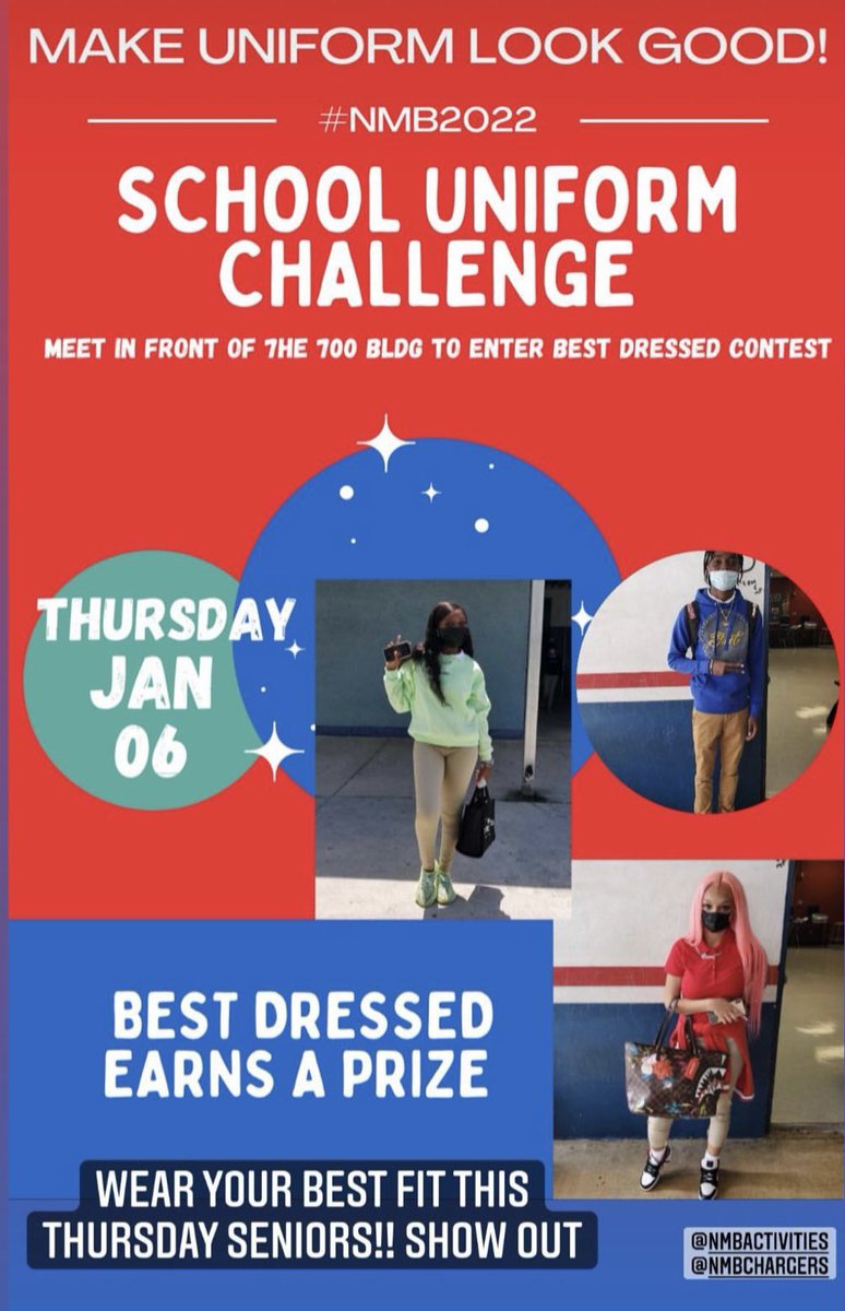 NMBHigh's tweet photo. Can’t wait to see what our Charger Seniors come up with!! Let’s show up and show out Chargers! @MDCPSNorth https://t.co/tM6b7A6r7j
