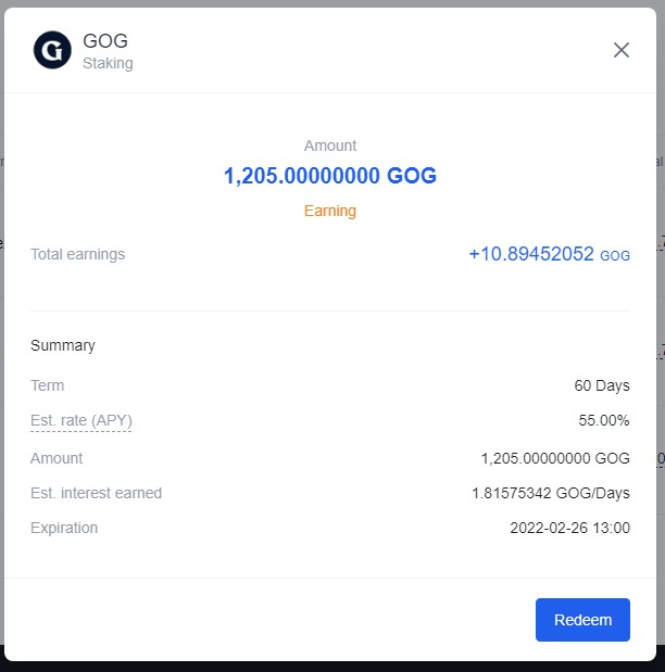 carrera_tiago's tweet photo. If anyone is interested in staking $GOG ,@OKEx  is giving several options for holders. Felxible, 30 and 60 days lock paying some good interest rates. Im uploading the maximum amount of tokens u can stake and the rewards @GuildOfGuardian @GoGAcademy https://t.co/5JrygSlZJK
