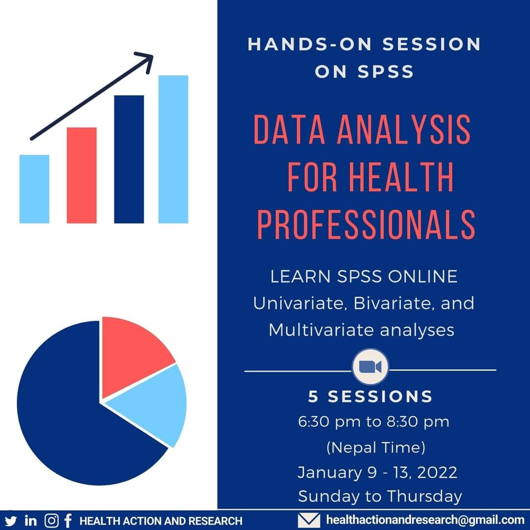 HealthActionan1's tweet photo. If you are struggling with data analysis, this could be an opportunity for you. 
Please fill in the form below to register! https://t.co/igrAsZBQ3R
Date: January 9 - 13, 2022 (Sunday to Thursday)
Time: 6:30 PM to 8:30 PM (2 hours, Nepal time) https://t.co/MmEvAR0sTz
