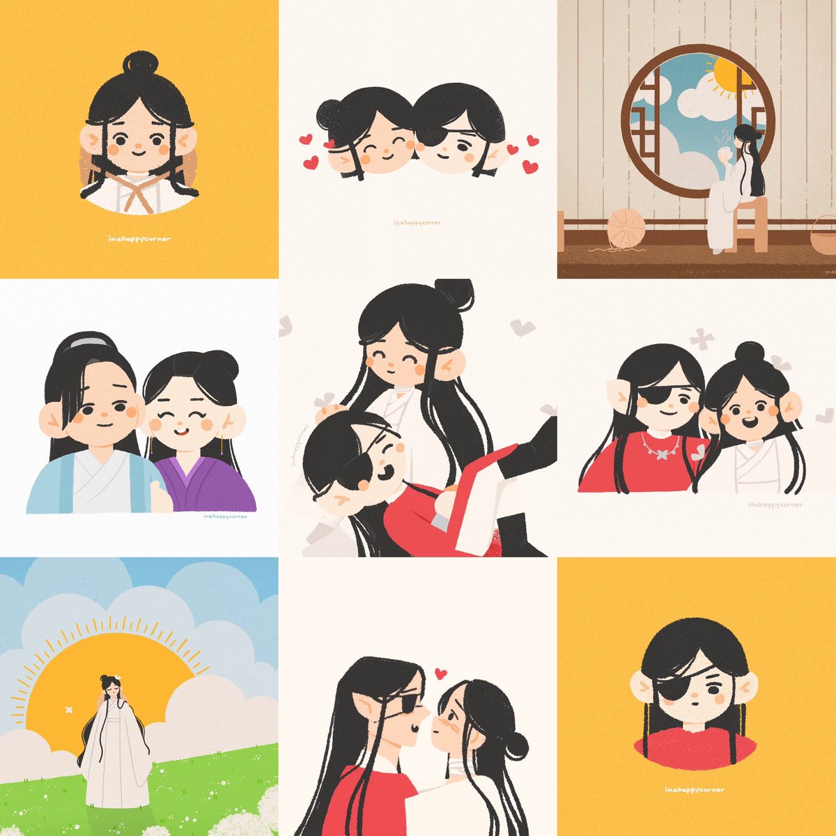 inahappycorner's tweet photo. haven’t been as active lately but still love hualian! sharing some 2021 art~ i’ve been having fun working with other mediums lately. polymer clay and jewelry making. a lot of original art I have planned for 2022. hope you guys don’t mind seeing my other art :3 will share soon 💛 https://t.co/Qk2vDBZYkA