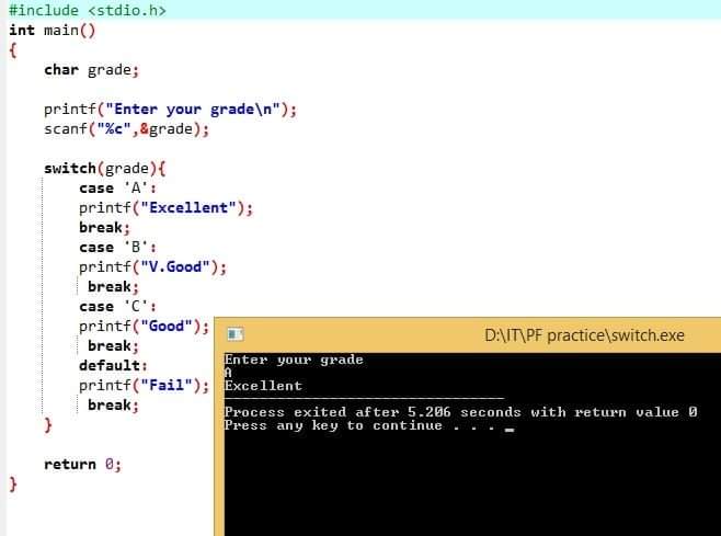 C program to check your result according to your grade in switch statement
#cprogramming #cprogramminglanguage #programming #coding #howtocode #dev #codinglife