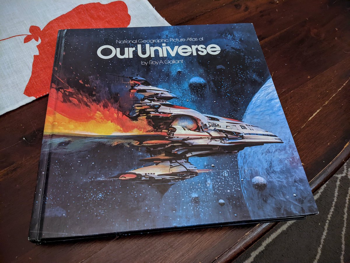 samuelconlogue's tweet photo. In a fit of spontaneous nostalgia I ordered this lightly used 1980 1st edition copy of @NatGeo Our Universe with that amazing John Berkey cover art. As a kid this book was the subject of many a library visit, teaching me about our amazing solar system and beyond. #space #atronomy https://t.co/5BZjlUgToK