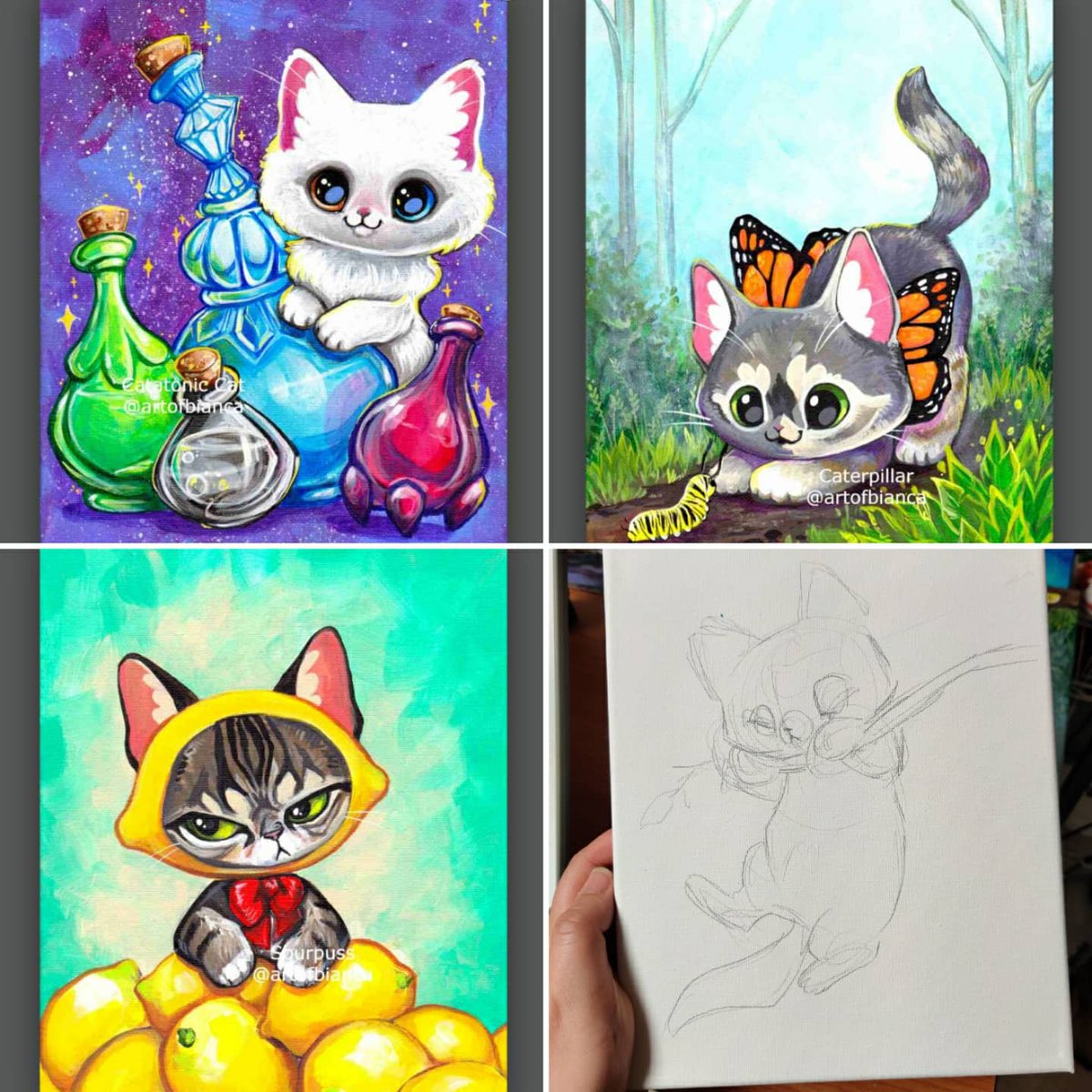 So many cat puns, so little time.

#alchemy #catatonic #perfume
#caterpillar #sourpuss #cat #kitten #art #painting #pun #tabby #dilutetortie #tortie #fluffy #whitecat