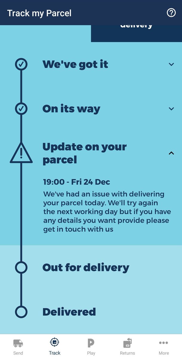 inbentiveminds's tweet photo. @Hermesparcels Hi there hasnt been any movement for my Parcel since the 24th December and I'm unable to speak to a human. Can you look into this as its getting frustrating now https://t.co/mRTviql66W