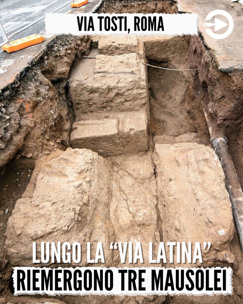 Archeo_Me's tweet photo. 👉🏻 In via #Tosti a #Roma sono stati ritrovati tre #mausolei in un cantiere per la sostituzione della rete idrica nel quartiere #AppioLatino.
Gli edifici sepolcrali sono appartenenti al medesimo complesso databile fra il I secolo a.C. e il I d.C.

----------
#ArcheoMe🏺🗿🏛 https://t.co/9cq2D3dRow