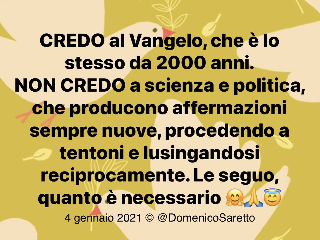 domenicosaretto's tweet photo. #Natale2021 #4gennaio: «Ecco l’Agnello di Dio, che si fa carico ed espia il peccato del mondo!». Tutti gli altri — venuti prima o dopo — se non sono in comunione con Lui, tutelano potere e fama propri, anche quando si presentano come messia e salvatori: #DiffidateDalleImitazioni https://t.co/huDXThljpy