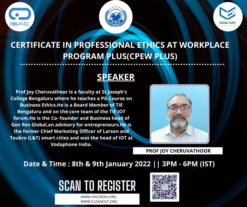 isacfoundation's tweet photo. Certificate in Professional Ethics at Workplace Program Plus(CPEW Plus)
Click here to Register : https://t.co/uyxKp0YF09
#cleanexit #ce #ethics #cpew #workplace https://t.co/OnkDxFq0Xn