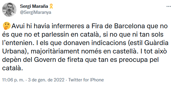 elBotifler's tweet photo. Començo a pensar que alguns preferien ser atesos per un xaman si parlés català. https://t.co/eAfr8BafVZ
