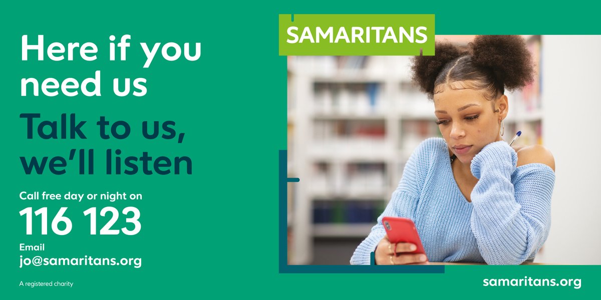 Is something happening that is making life difficult for you?  Why not talk it through with one of our listening volunteers? Call us any time any day or night on 116 123 FREE