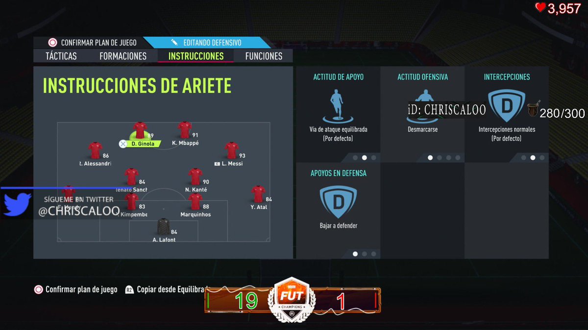 INSTRUCCIONES DC❗️

DESMARCARSE
BAJAR A DEFENDER

🏃‍♂️Buscamos ganar la espalda a sus centrales de manera constante.En caso de que no se pueda, combinamos con los MCO, que se sumarán al ataque

Buscamos que sean Killers ⚽️

Rápido 🏃🏼🏃🏽
4/5 de skill ⭐️
4 PM⭐️
Buen pase obligatorio⚠️